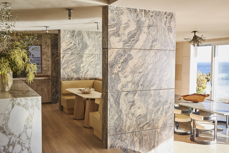 Marble kitchen by interior designer Kelly Wearstler in Effect Magazine