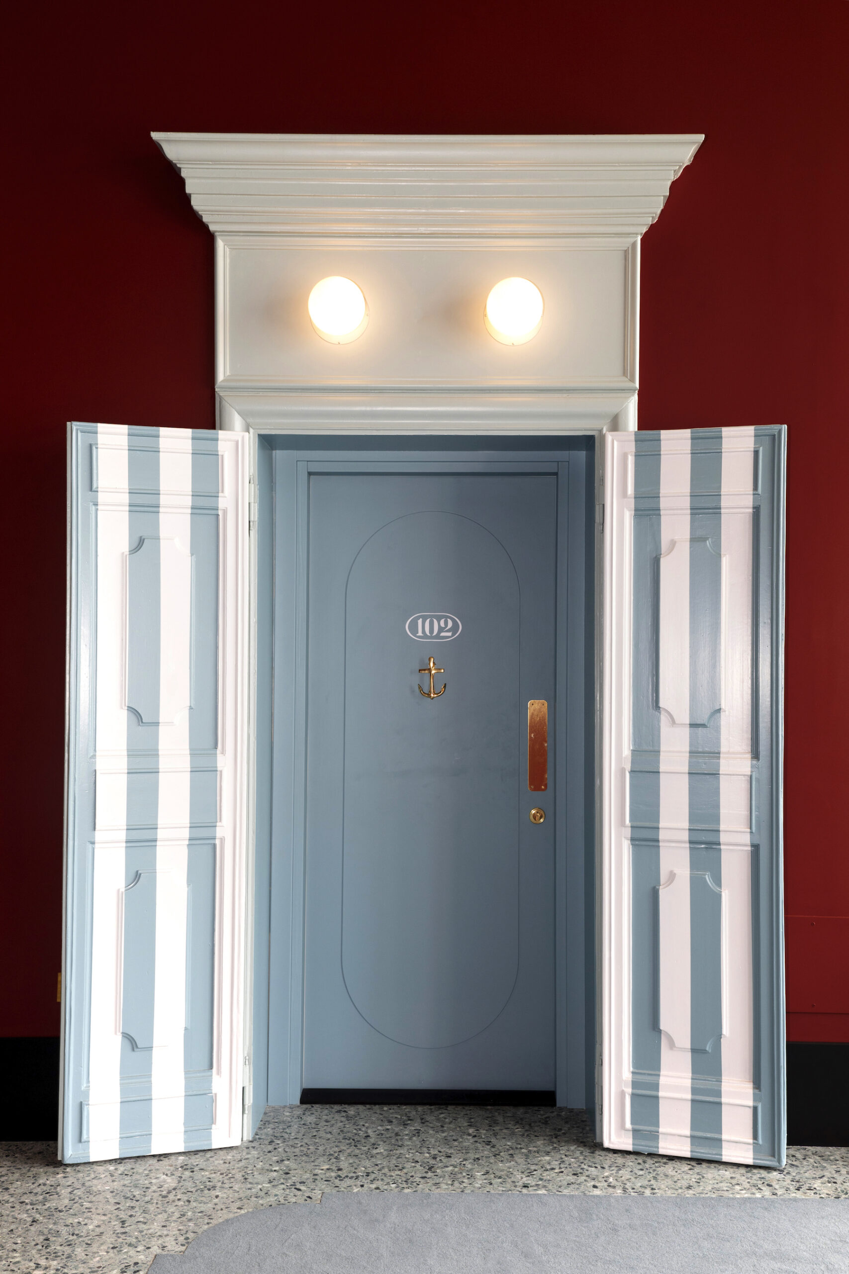 A doorway in Il Palazzo Experimental Hotel, Venice, interior designed by Dorothée Meilichzon