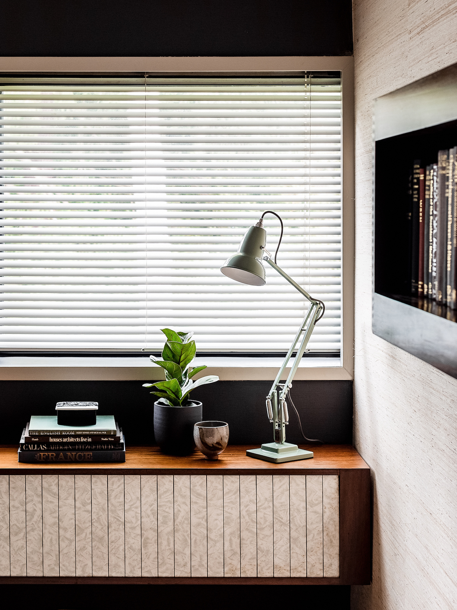 Anglepoise have partnered with the National Trust and The Homewood to create a retro-look sage green range of their classic sprung lamps (Photo: Taran Wilkhu) – Effect Magazine