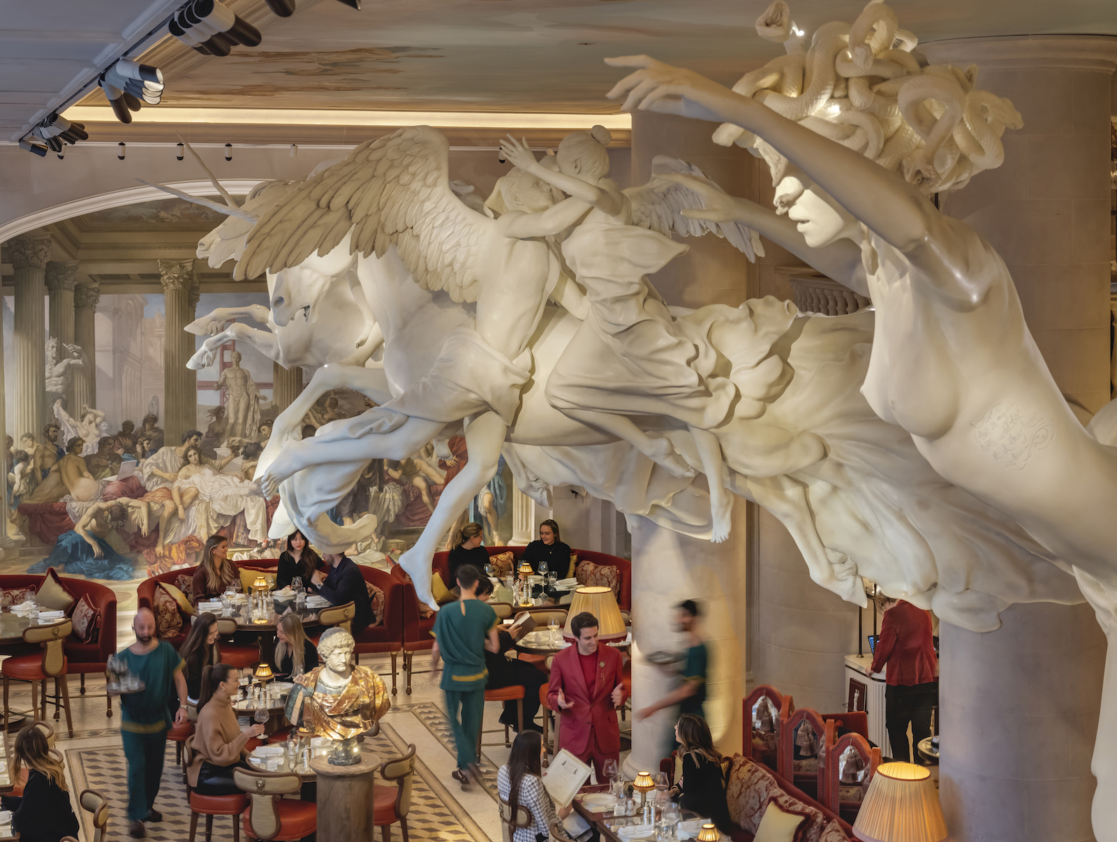 Bacchanalia at launch, with Damien Hirst's statues in the foreground