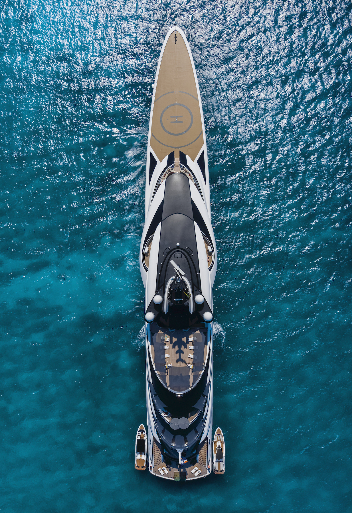 Aerial view of Ahpo superyacht at Miami International Boat Show 2023 in Effect Magazine