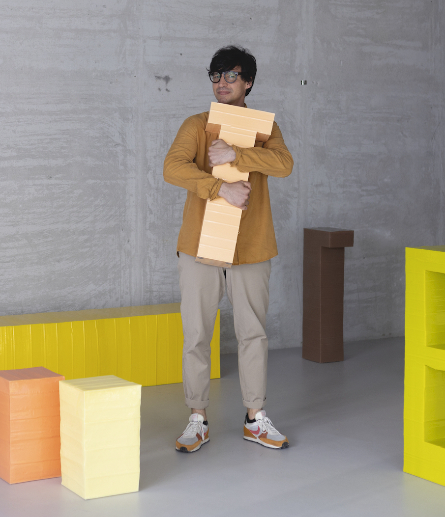 Designer Marco Campardo with his Jello collection in Effect Magazine