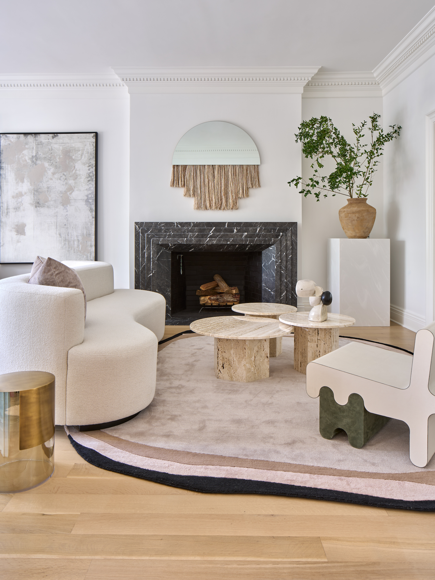 Living room of a Westchester house in New York interior designed by Ali Budd in Effect Magazine