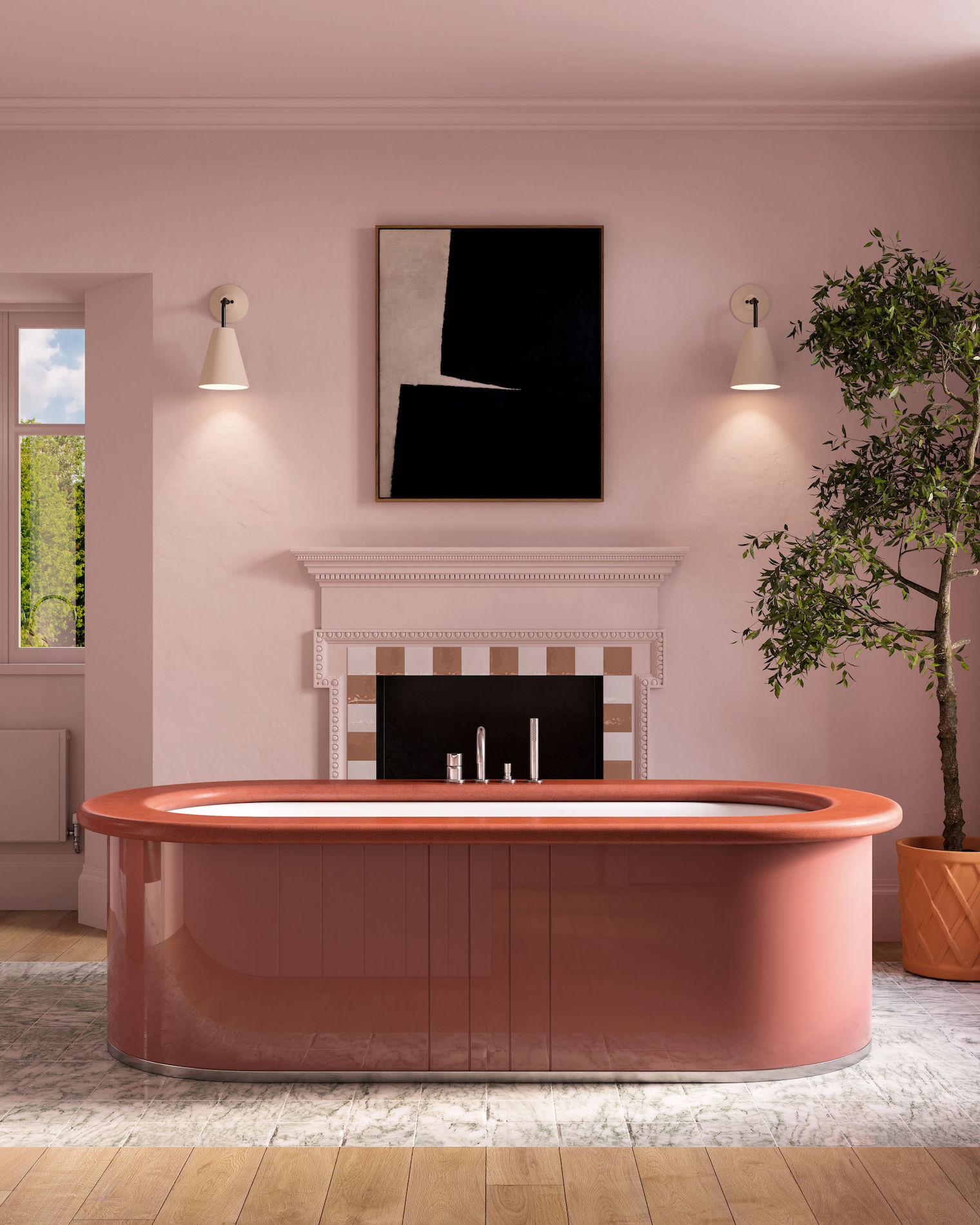 Bathroom at Cowley Manor Experimental design hotel by interior designer Dorothée Meilichzon in Effect Magazine