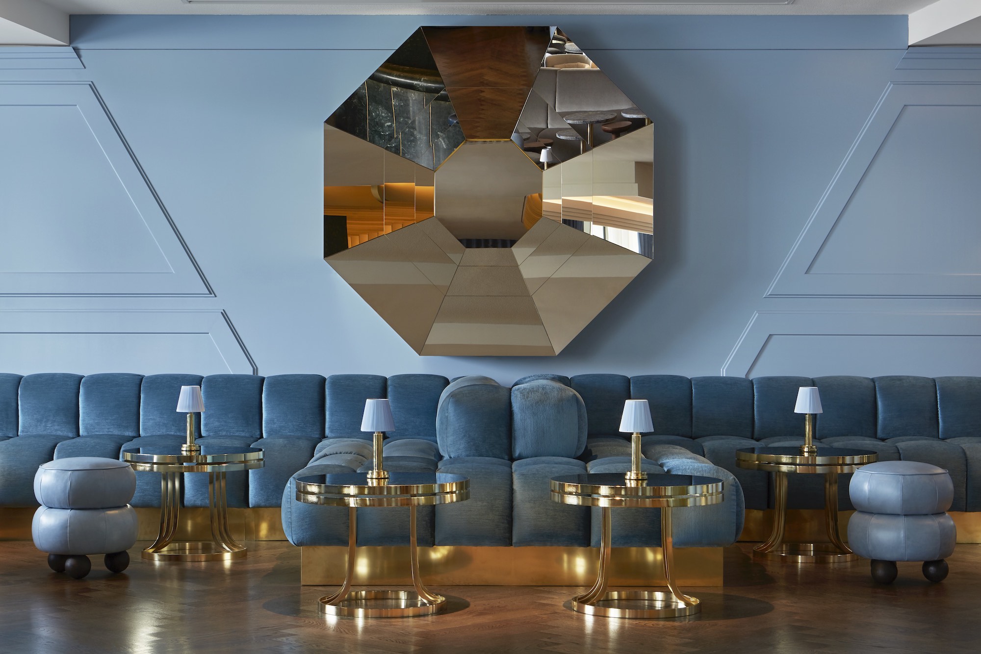 Art Deco lines and powder blue reference the golden age of transatlantic liners at Sea Containers by hotel designer Jacu Strauss in Effect Magazine