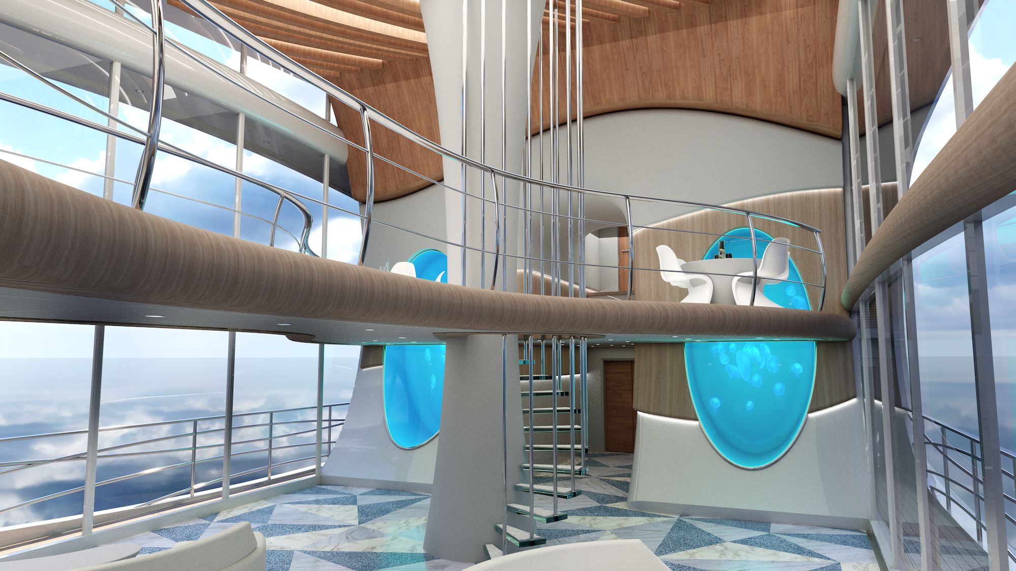 Design studio M51 Concepts has created Swell – a superyacht concept incorporating multi-story aquariums, designed to house jellyfish - Effect Magazine