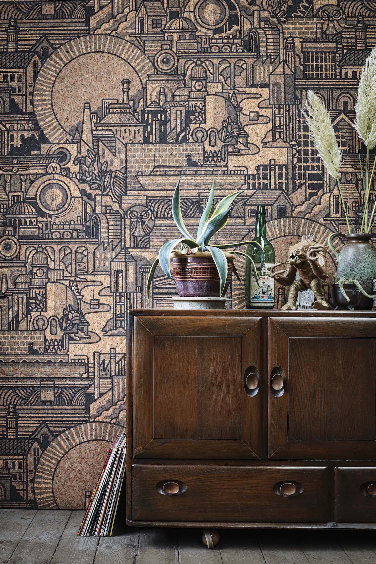 Hit the North – a wallcovering emblazoned with an industrial landscape by Leeds-based company, The Monkey Puzzle Tree