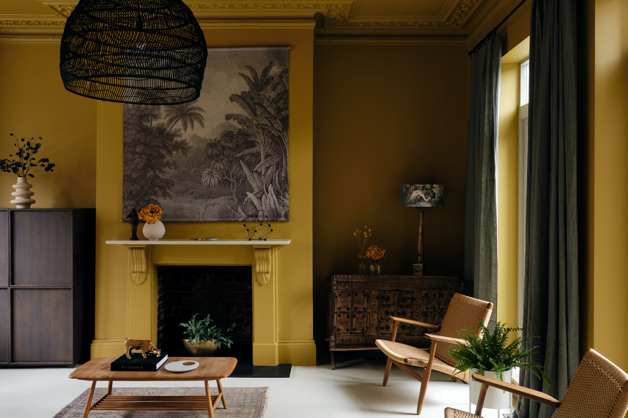 Mylands collaborated with designer Siri Zanelli to create a wraparound look, using their Freegrove Mustard paint - Effect Magazine
