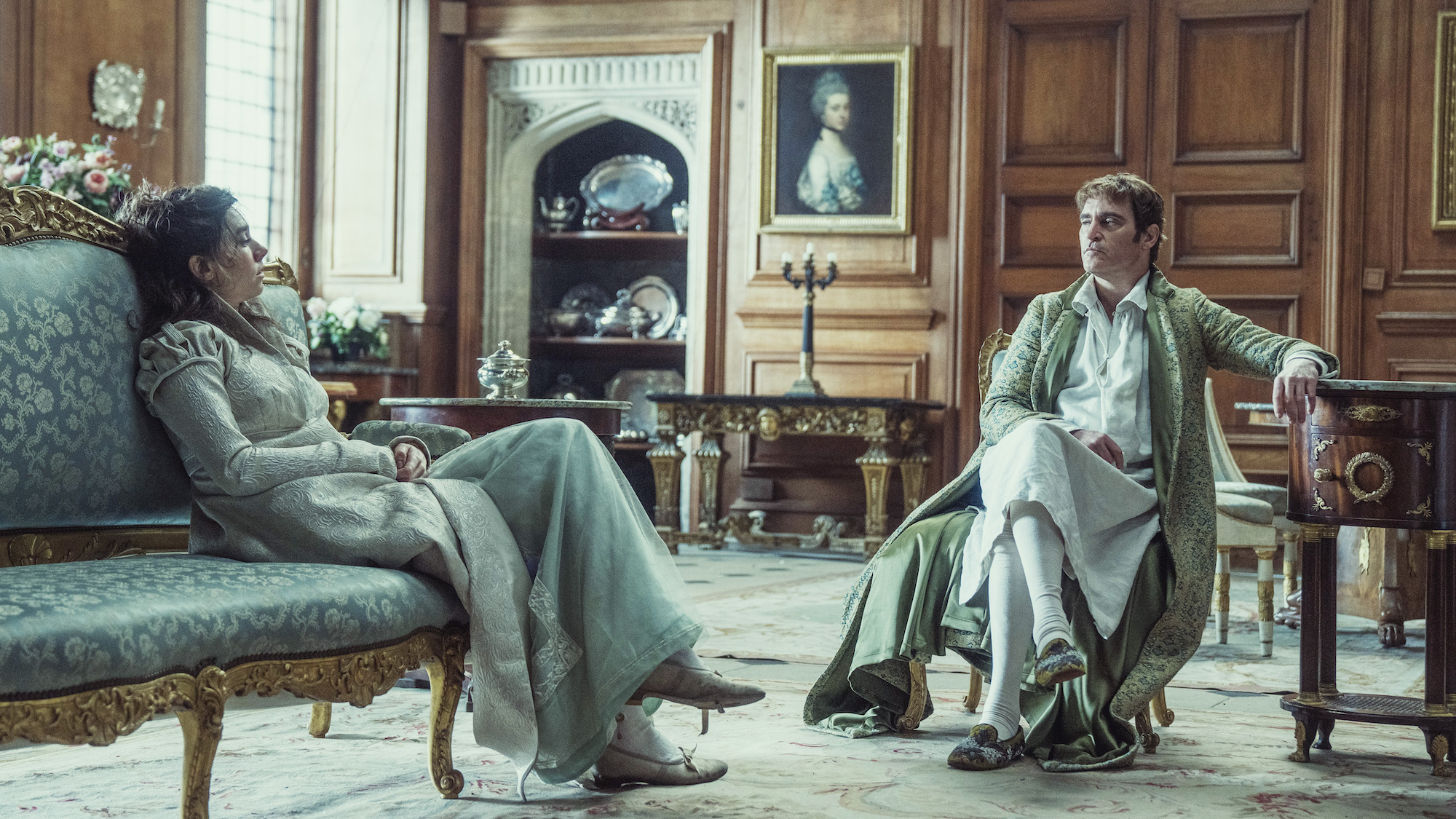 Vanessa Kirby as Josephine and Joaquin Phoenix as Napoleon in Boughton Manor in Northamptonshire, England – which stood in for Bonaparte's French chateau. Effect Magazine