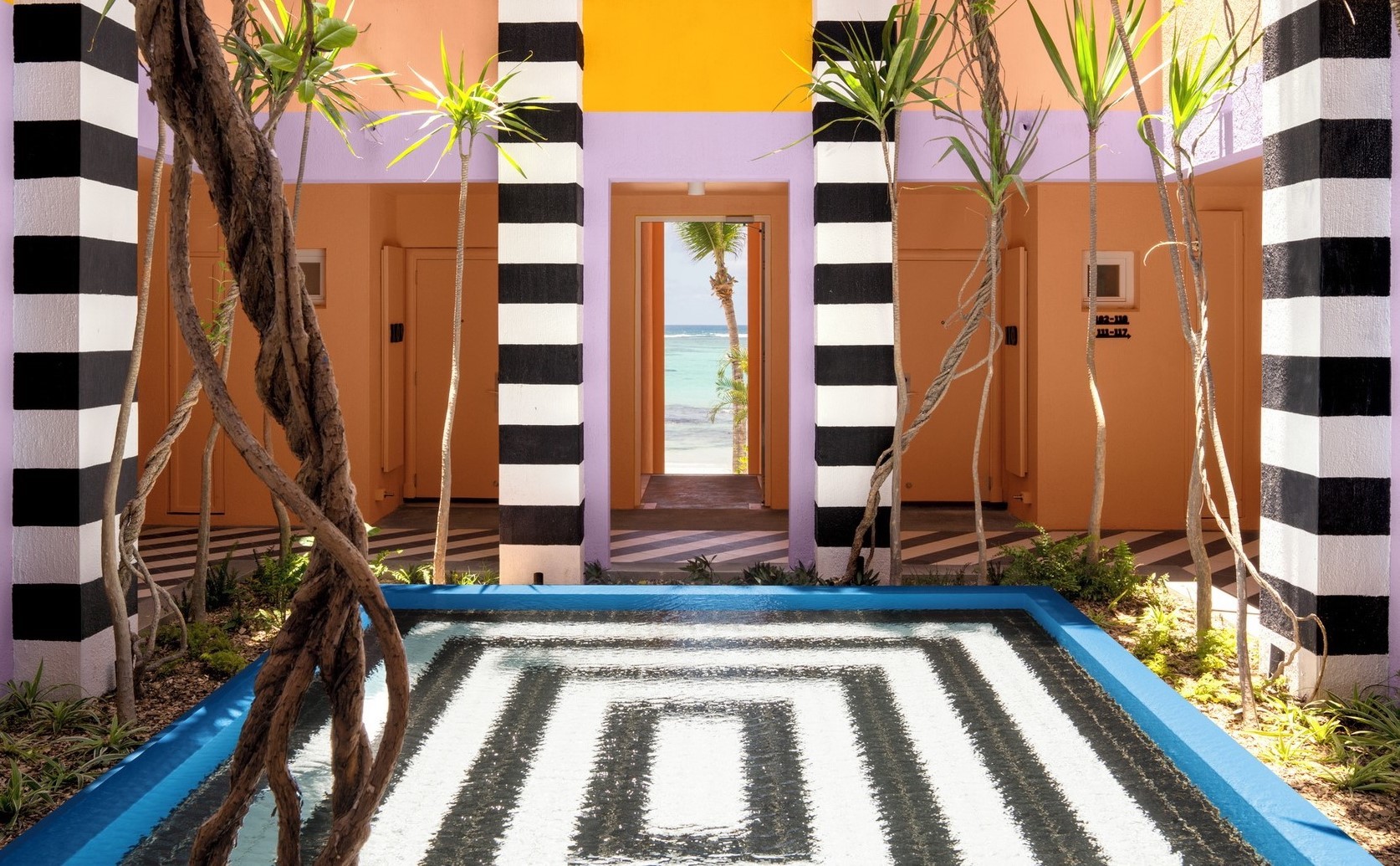 Designer and artist Camille Walala went all-in on stripes at Mauritius boutique hotel Salt of Palmar - Effect Magazine

