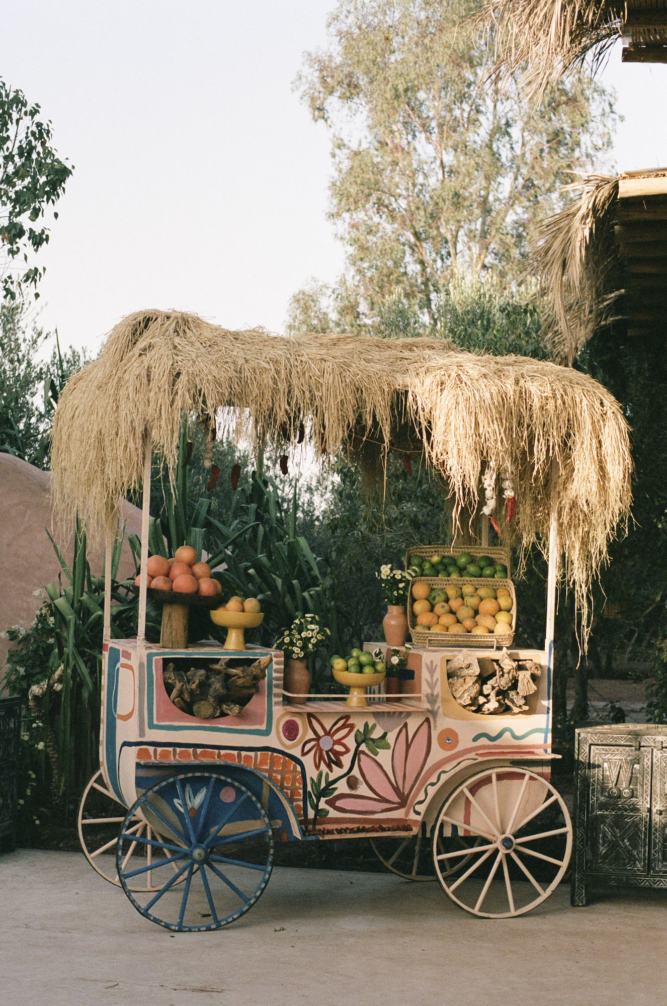 Traditional juice cart at Farasha - a new artistic boutique hotel  in Marrakesh - Effect Magazine